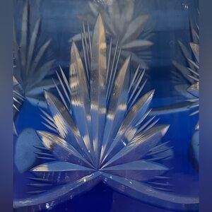 Vintage Cobalt Blue Cut Glass Decanter